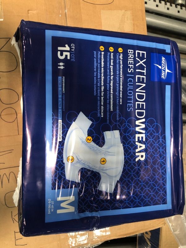 Photo 2 of Medline Adult Medium Disposable Briefs with Tabs Diapers for Extended Wear Overnight Maximum Capacity High Absorbency Fits Waists 27 to 43 Inches 6
