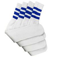 Photo 1 of 4 Pairs Men's White Tube Socks w/ Assorted Stripes Heavy Cotton - 24" Inches 10-15 SIZE
