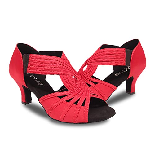 Photo 1 of Ballroom Dance Shoes Women Latin Salsa Practice Dancer Shoes 2.5'' Heels YT02 RED SIZE 11
