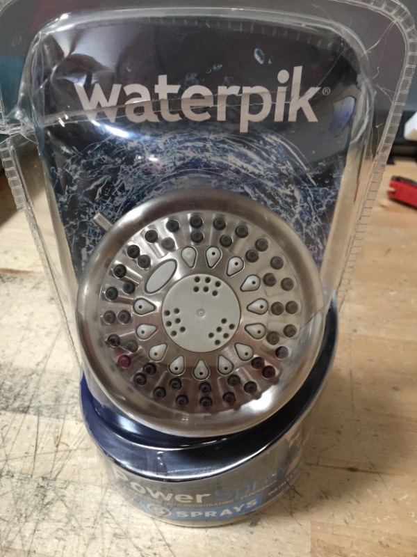 Photo 2 of 
Waterpik 5-Spray 3.8 in. Single Wall Mount Low Flow Fixed Shower Head in Brushed Nickel