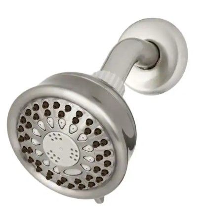 Photo 1 of 
Waterpik 5-Spray 3.8 in. Single Wall Mount Low Flow Fixed Shower Head in Brushed Nickel