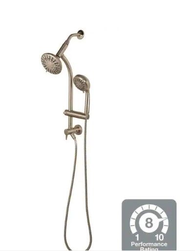 Photo 1 of 
Glacier Bay 6-Spray Wall Bar Raincan Showerhead with 6-Spray Handshower in Brushed Nickel