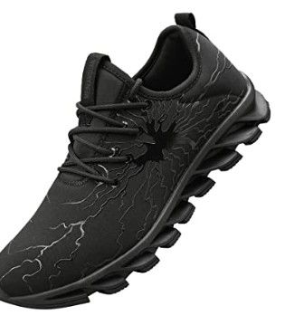 Photo 1 of Honnesserry Men's Non Slip Work Shoes Graffiti Fashion Sneakers Lightweight Breathable Slip Resistant Athletic Running Walking Tennis Gym Shoes Black size 13 