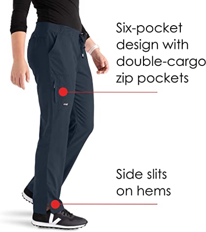 Photo 1 of BARCO Grey's Anatomy Women's Mia Pant, Easy Care Medical Scrub Pants w/ 6 Pockets & Elastic Drawcord Waistband- XL