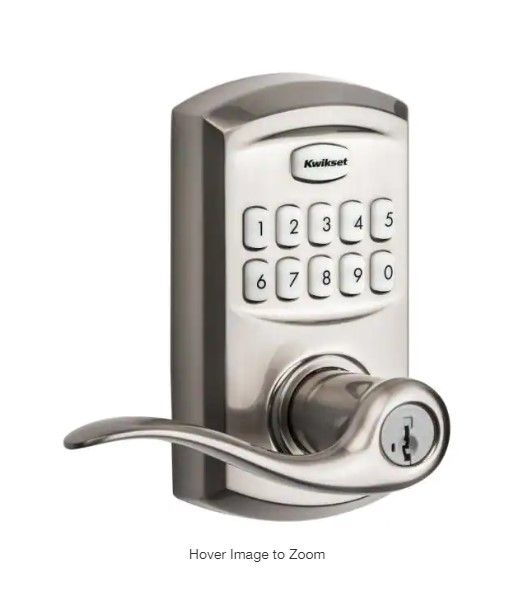 Photo 1 of 917 SmartCode Satin Nickel Keypad Electronic Single-Cylinder Tustin Door Lever Featuring SmartKey Security
