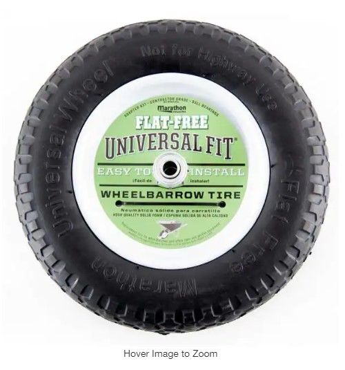 Photo 1 of 14.5 in. Flat Free Universal Wheelbarrow Wheel
