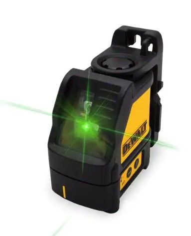 Photo 1 of 165 ft. Green Self-Leveling Cross Line Laser Level with (3) AAA Batteries & Case
