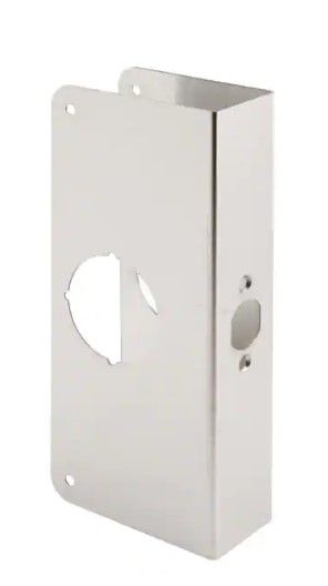 Photo 1 of 1-3/4 in. x 9 in. Thick Stainless Steel Lock and Door Reinforcer, 2-1/8 in. Single Bore, 2-3/8 in. Backset
