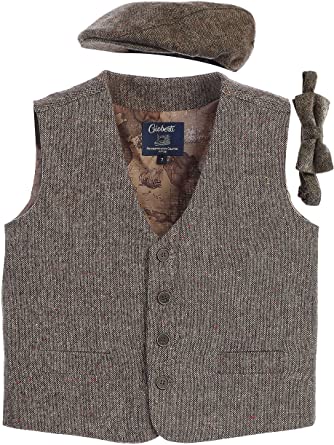 Photo 1 of Gioberti Kids and Boys 3pc Tweed Vest with Matching Cap and Bow Tie
