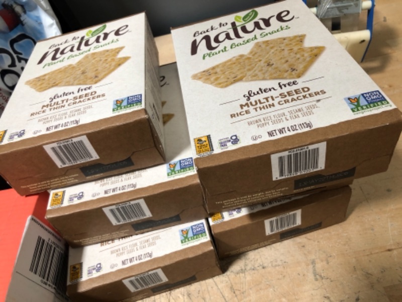 Photo 2 of ** EXP: 13 MAY 2022**  ** NON-REFUNDAVLE**  *** SOLD AS IS***
** SETS OF 6**
Back to Nature Gluten Free Crackers, Non-GMO Multi-Seed Rice Thins, 4 Ounce
