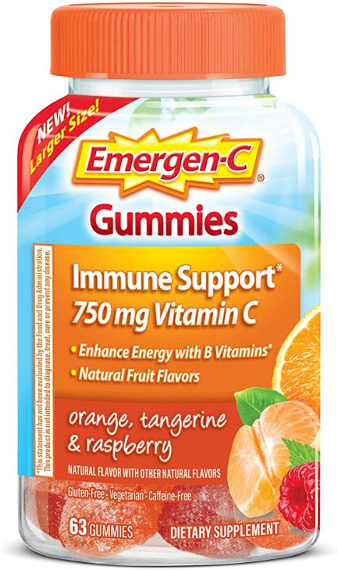 Photo 1 of ** EXP:04/2023***    **  NON-REFUNDABLE**  ** SOLD AS IS**
Emergen-C 750mg Vitamin C Gummies for Adults, Immune Support Gummies with B Vitamins, Gluten Free, Orange, Tangerine and Raspberry Flavors - 63 Count
