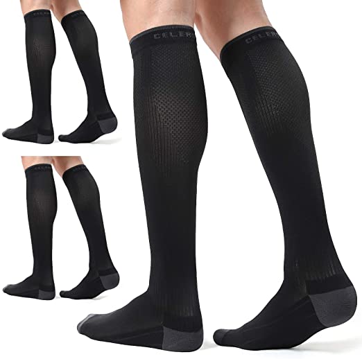 Photo 1 of 3 Pairs Compression Socks for Men and Women 20-30 mmHg Running Support Socks-LXL
