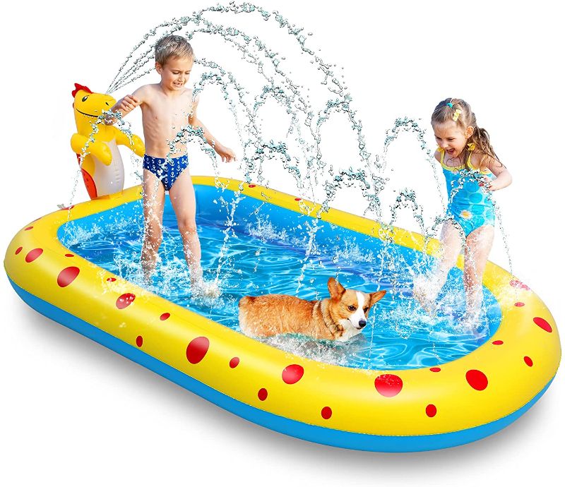 Photo 1 of  Dinosaur Inflatable Sprinkler Swimming Pool,Kiddie Pool,Outdoor Water Play Sprinklers,Family Lounge Water Park, for Toddler, Backyard, Outdoor, Garden, Summer G...
