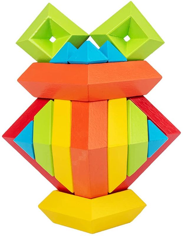 Photo 1 of Rainbow Pyramid Wooden Building Blocks Toys for Kids, Nesting Stacking Blocks for Toddlers, Open Ended Toys Rainbow Stacker for Kids
