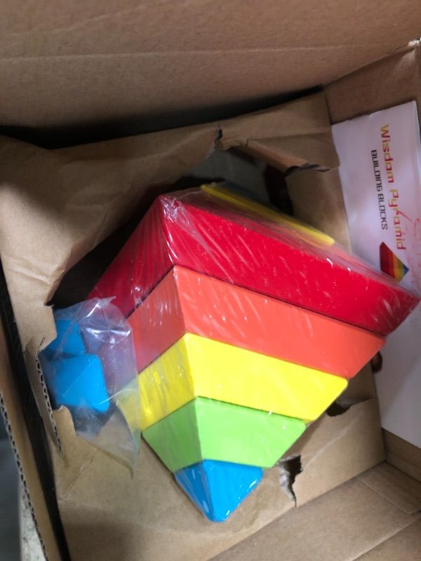 Photo 2 of Rainbow Pyramid Wooden Building Blocks Toys for Kids, Nesting Stacking Blocks for Toddlers, Open Ended Toys Rainbow Stacker for Kids
