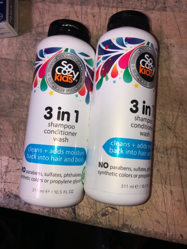 Photo 2 of 2 pack - SoCozy Kids 3-in-1 Shampoo, Conditioner & Body Wash - All in 1 Shower & Bath Shampoo, Conditioner & Soap Combo - Cleanses & Moisturizes w/ No Parabens, Sulfates, Synthetic Colors or Dyes (10.5 fl oz)
