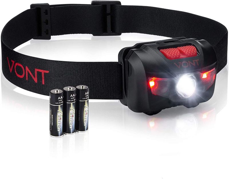 Photo 1 of  2 PACK / LED Headlamp, Super Bright LEDs, Compact Build, 5 Modes, Headlight with White-Red LEDs, Comfy Adjustable Strap, IPX4 Waterproof, Use Head Lamp for: Running, Camping, Hiking
