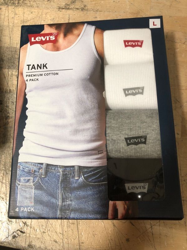 Photo 2 of Levi's Tank Tops for Men - 4 Pack Classic Ribbed Cotton Mens Undershirts (White/Grey/Black L)