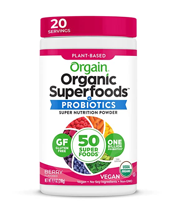 Photo 1 of ** EXP: 02/25/24***  ** NON-REFUNDABLE***   *** SOLD AS IS***
Orgain Organic Green Superfoods Powder, Berry - Antioxidants, 1 Billion Probiotics, Vegan, Dairy Free, Gluten Free, Kosher, Non-GMO, 0.62 Pound (Packaging May Vary)
