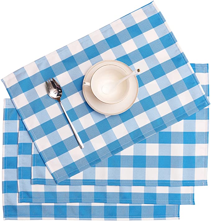 Photo 1 of ** SETS OF 2**
Nobildonna 18"x13" Plaid Checkered Placemats,Blue & White Checker, Quality Thin and Durable Placemats for Dining Table Set of 4 (Blue & White)
