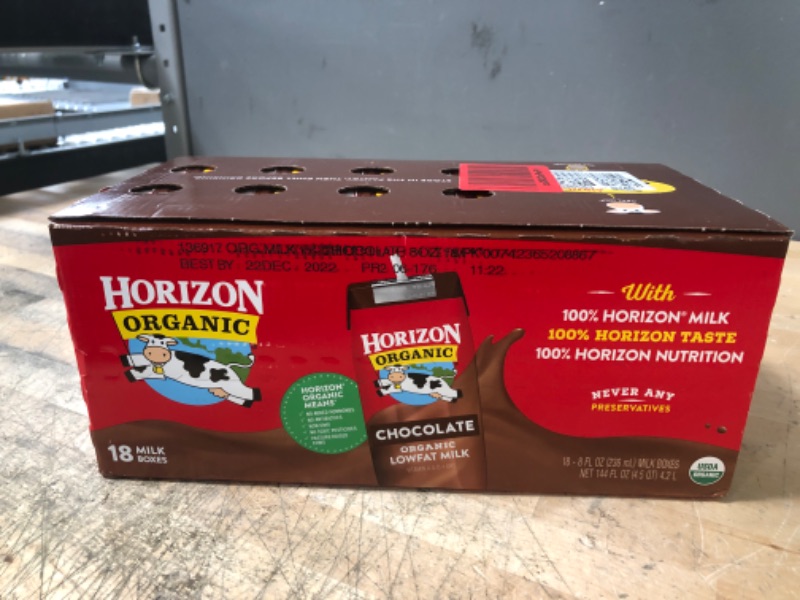 Photo 2 of ** EXP: 22 DEC 2022**   *** NON-REFUNDABLE***    *** SOLD AS IS**
Horizon Organic Shelf-Stable 1% Low Fat Milk Boxes, Chocolate, 8 oz., 18 Pack
