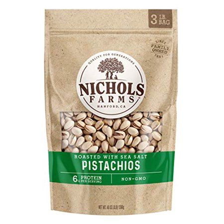 Photo 1 of ** EXP: 05/26/2022***   *** NON-REFUNDABLE***   *** SOLD AS IS***
Nichols Farms Non-GMO 3LB Inshell Pistachios Roasted with Sea Salt (48oz) (Roasted with Sea Salt, 48oz)