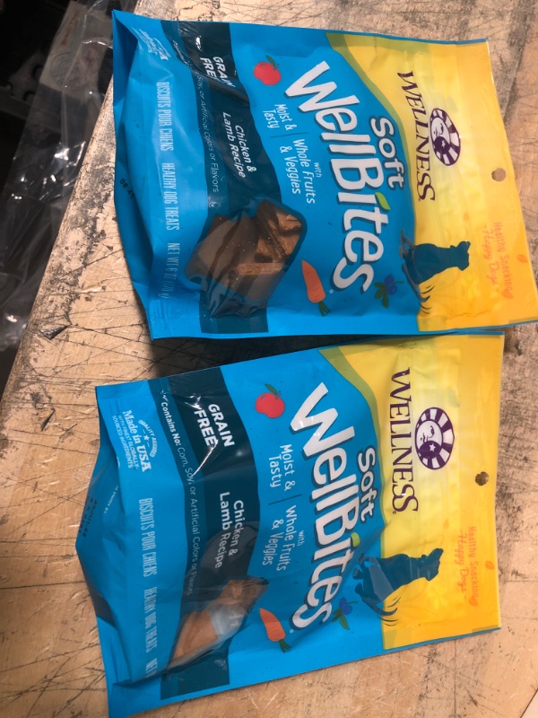 Photo 2 of ** EXP: 25 JUL 22**     *** NON-REFUNDABLE**   *** SOLD AS IS**
*** SETS OF 2**
Wellness Rewarding Life Chicken & Lamb Grain-Free Soft & Chewy Dog Treats, 6-oz Bag

