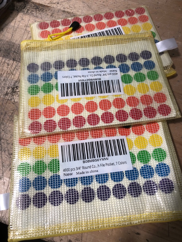 Photo 2 of ** SETS OF 3**
4900 PCS 3/4" Round Coding Labels, Circle Dot Stickers, 7 Colors, with File Pocket
