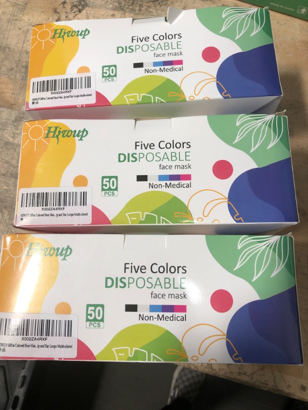 Photo 2 of ** SETS OF 3**
HIWUP Colored Disposable Face Masks 50 Pack, PFE 99% Face Mask Suitable For Adults And Teens
