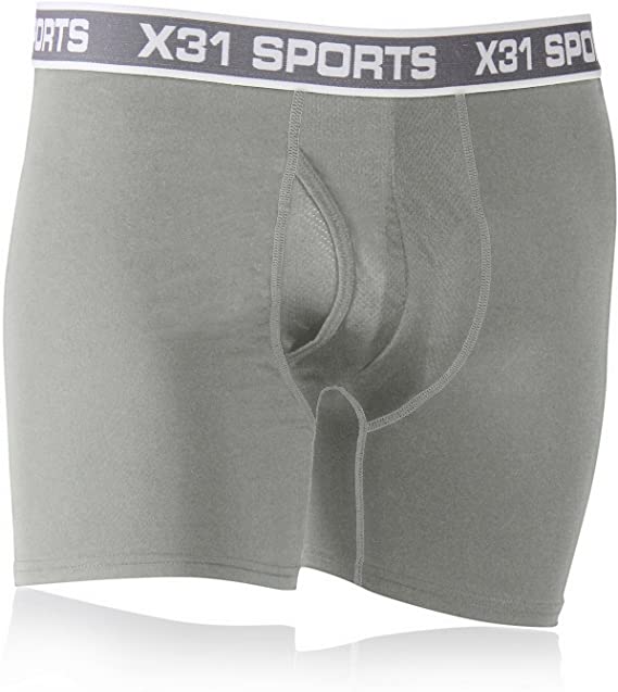 Photo 1 of ** SETS OF 3**
X31 Sports Mens Performance Boxer Briefs Underwear with Cool Temp Tech and Breathable Mesh Flex Open Fly (Gray, Large)
