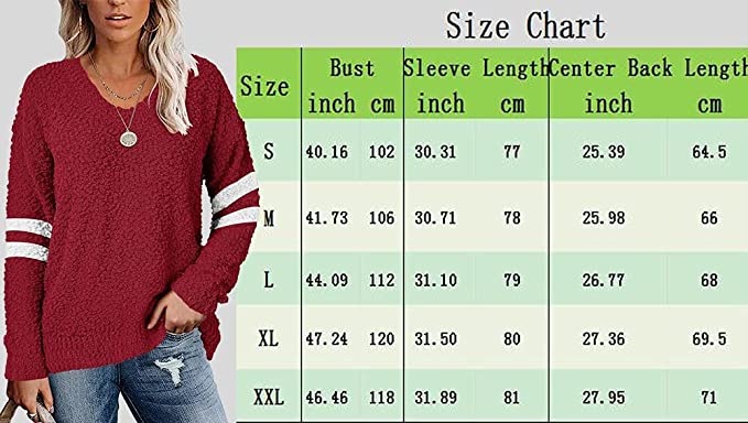 Photo 1 of Cnkwei Womens Long Sleeve Knitted Fuzzy Sweaters V-Neck Casual Jumper Pullover Tops-XL
RED
