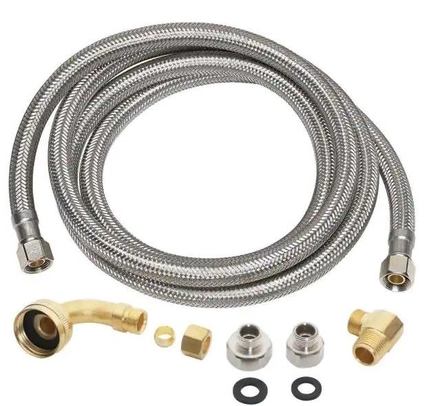 Photo 1 of 3/8 in. COMP x 3/8 in. COMP x 60 in. Universal Stainless Steel Dishwasher Connector
