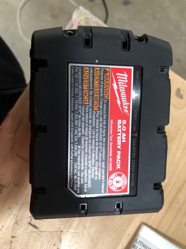 Photo 2 of "Milwaukee 48-11-1850 M18 18V 5.0Ah REDLITHIUM XC Extended Capacity Battery"

