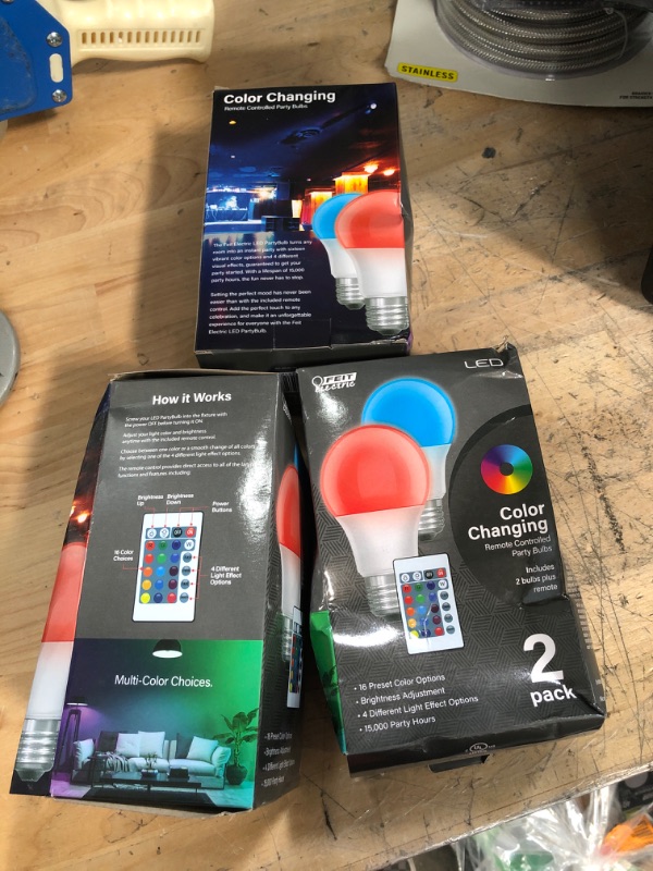 Photo 2 of ** SETS OF 3**
5-Watt Equivalent A19 Medium E26 Base Color Changing Party Bulb Party LED Light Bulb with Remote (2-Pack)
