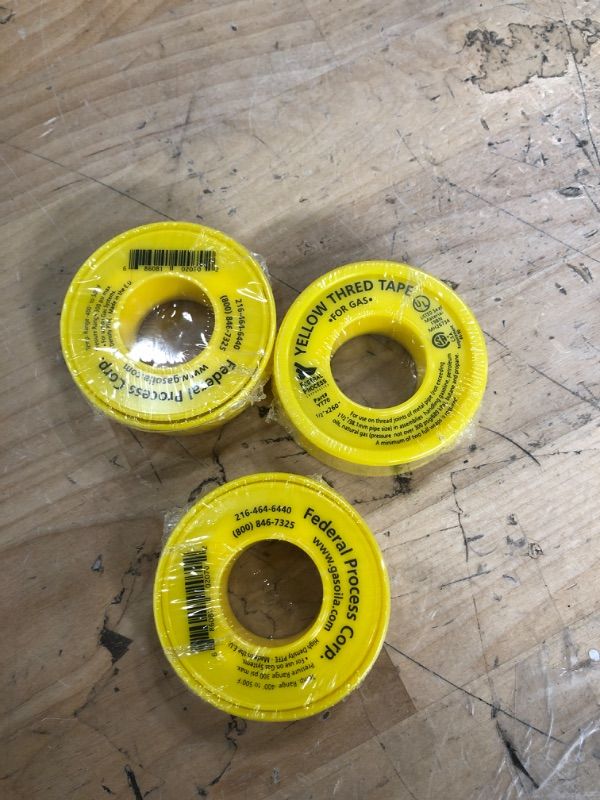 Photo 2 of ** SETS OF 3**
Gasoila YT70 Yellow PTFE Thread Tape, 260" Length x 1/2" Width, for Propane & Gas