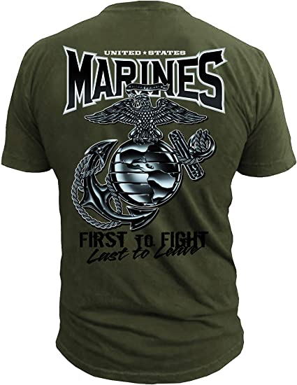 Photo 1 of Marine Corps Eagle Globe and Anchor First to Fight Marine Corps T-Shirt
SIZE: XL
