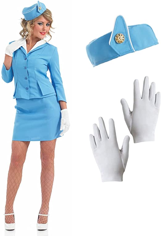 Photo 1 of Fun Shack Flight Attendant Costume Blue Halloween Dress Available In Small Medium Large XL XXL
