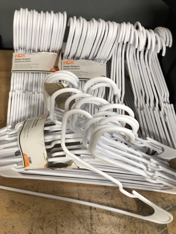 Photo 2 of ** SETS OF 4**
Merrick - Plastic Heavy Weight Clothing Hangers - White - One Set of 20
