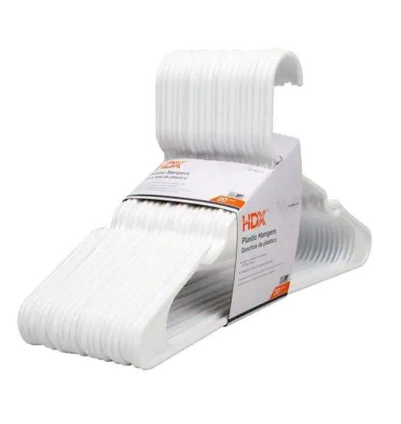 Photo 1 of ** SETS OF 4**
Merrick - Plastic Heavy Weight Clothing Hangers - White - One Set of 20
