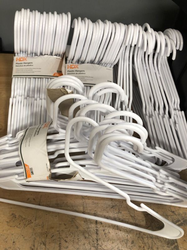 Photo 2 of ** SETS OF 4**
Merrick - Plastic Heavy Weight Clothing Hangers - White - One Set of 20