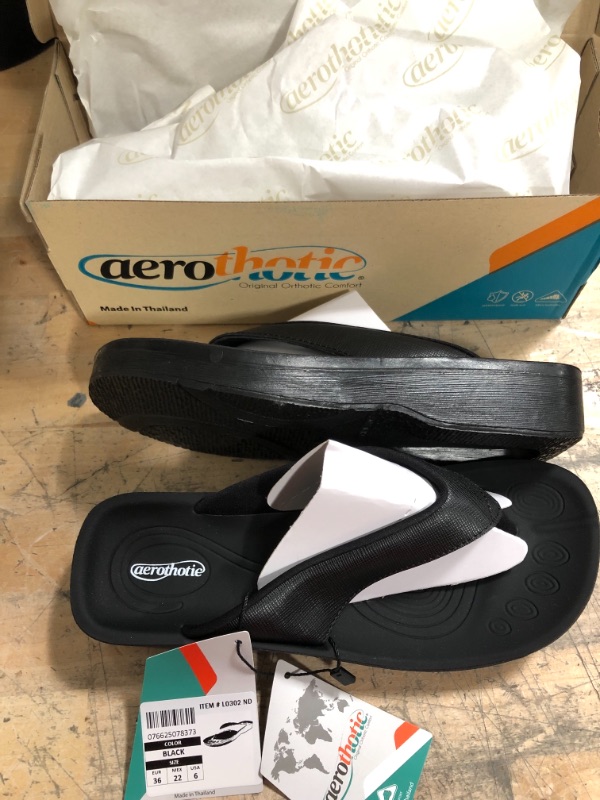 Photo 2 of AEROTHOTIC Original Orthotic Comfort Thong Style Flip Flops Sandals for Women with Arch Support for Comfortable Walk Crystal Black Size 6