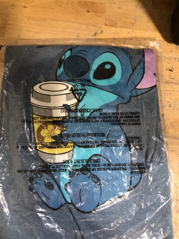 Photo 2 of Disney Lilo and Stitch Coffee First Adult T-Shirt Indigo Heather SM