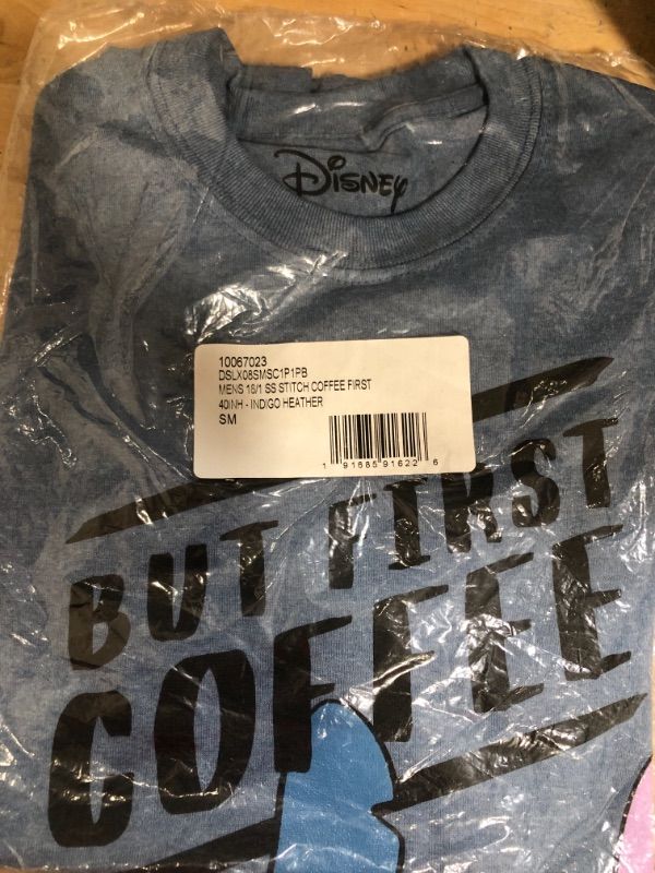 Photo 1 of Disney Lilo and Stitch Coffee First Adult T-Shirt Indigo Heather SM