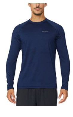 Photo 1 of BALEAF Men's Long Sleeve Running Shirts Athletic Workout T-Shirts Navy Blue Size 2XL