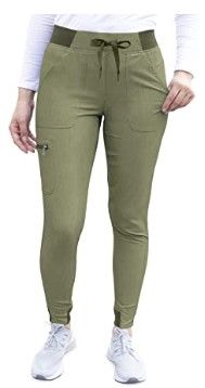 Photo 1 of Adar Pro Scrubs for Women - Ultimate Yoga Jogger Scrub Pants Heather Olive XS