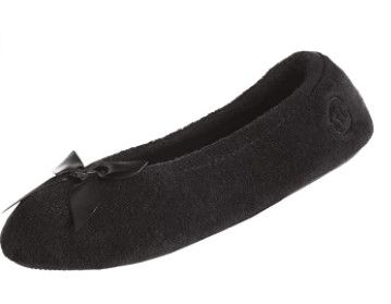 Photo 1 of isotoner Women's Terry Ballerina Slipper with Bow for Indoor/Outdoor Comfort
