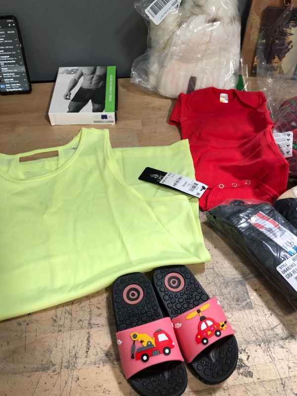 Photo 2 of ***NON-REFUNDABLE***
XL ONE BOXER BRIEF,  LARGE LADIES TANK, RUBIX CUBE, FACE LOTION, EYEBROW CUTTERS, KIDS FLIP FLOPS SIZE 7T,8 FACE MASKS, 3 PACKS OF SOCKS, SOAP, EYE LINER