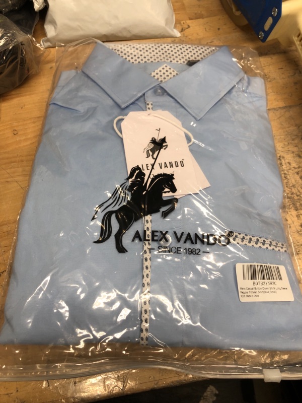 Photo 2 of Alex Vando Men casual button down shirts long sleeve regular fit men shirt (blue ,small)