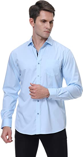 Photo 1 of Alex Vando Men casual button down shirts long sleeve regular fit men shirt (blue ,small)