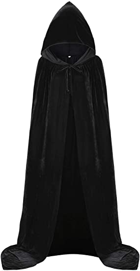 Photo 1 of Aricy Unisex Hooded Cape Long Velvet Cloak with Hood Halloween Christmas Cosplay Costumes 43-71inches (Small)
